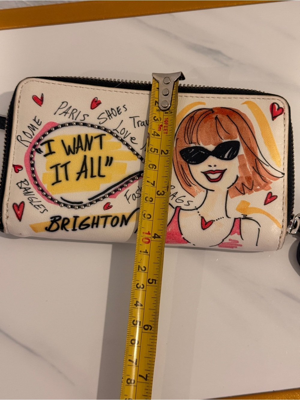 Brighton White Wallet with Pink & Yellow Graphic - Picture 4 of 7